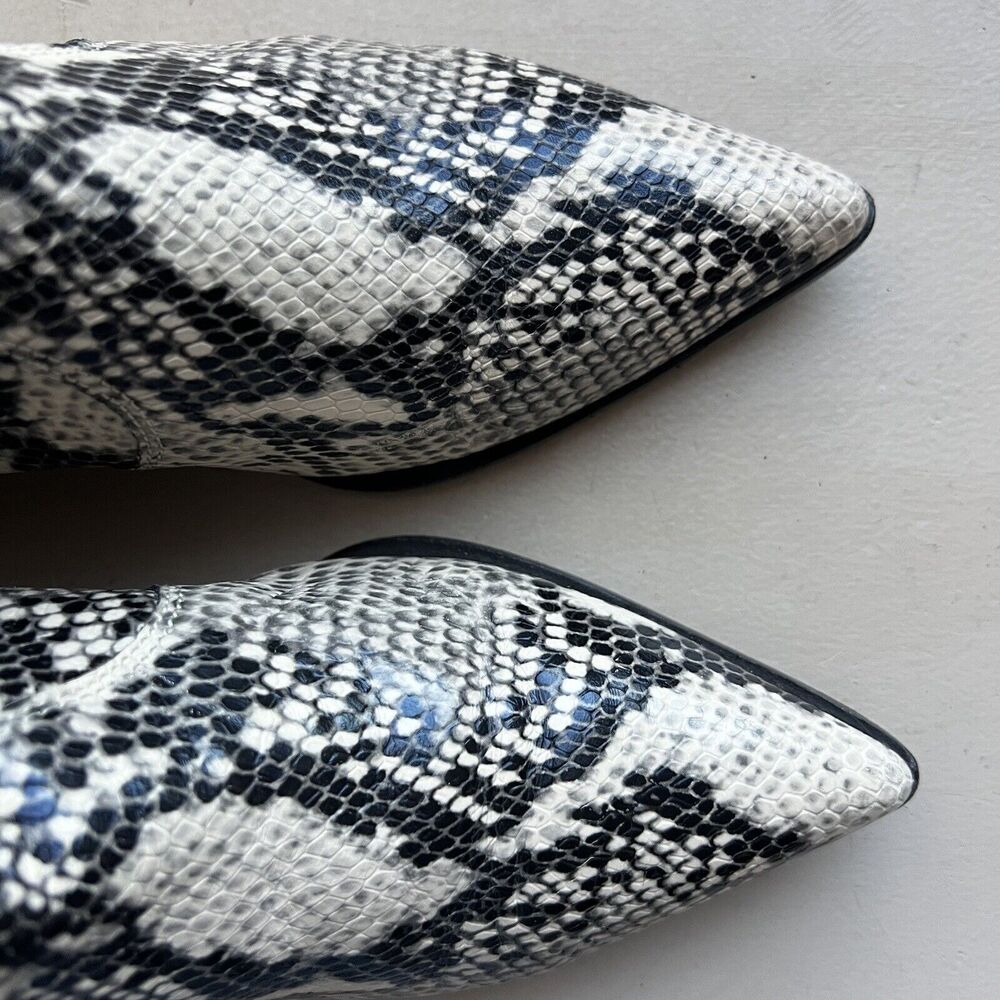 Paige Willa Cream & Black Snake Skin‎ Print Leather Western Cowgirl Ankle Boot 9 - Picture 8 of 16
